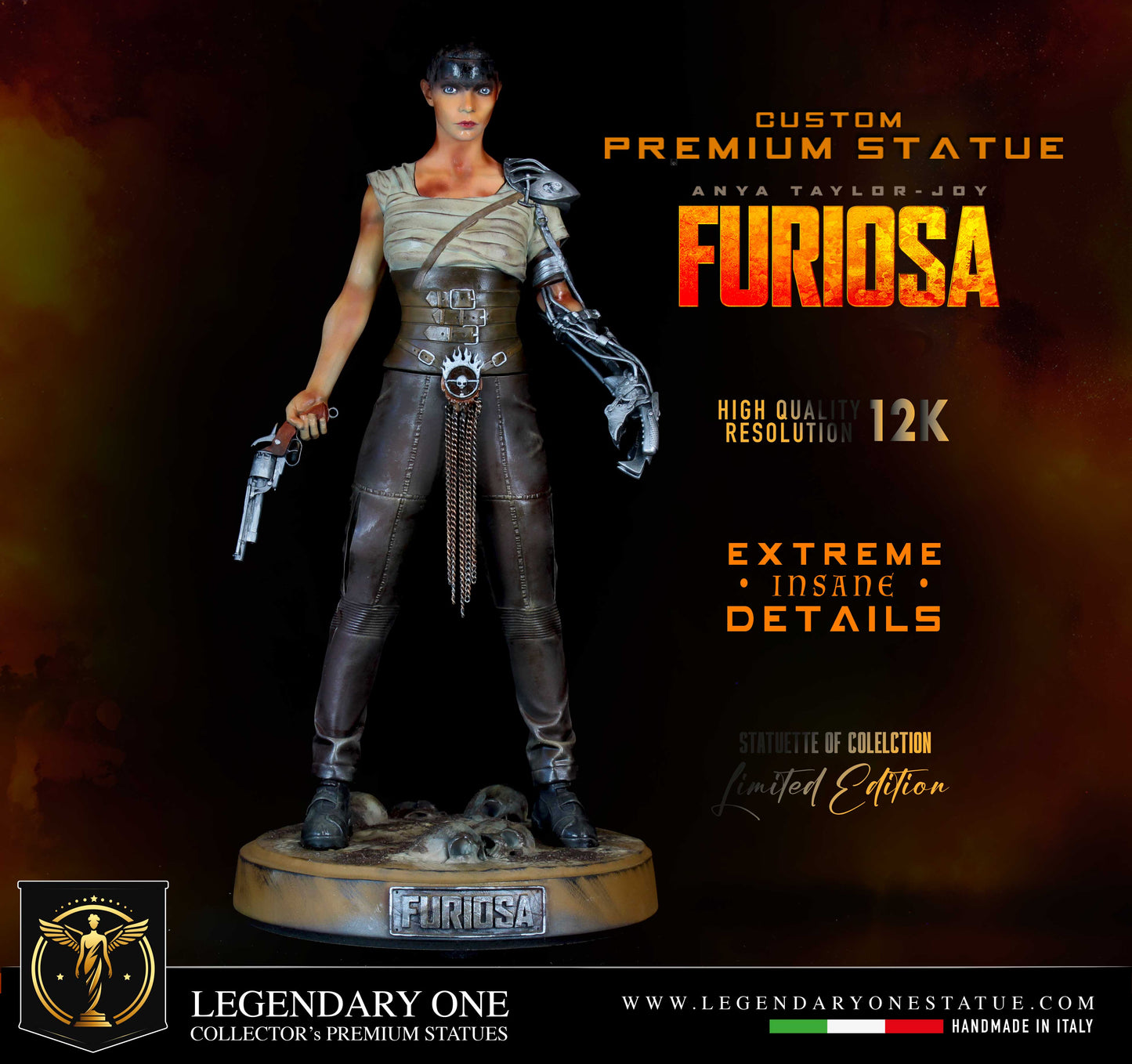 Furiosa statue, Mad Max figure, Furiosa Mad Max Saga, Figure Custom Premium Exclusive, Anya Taylor-Joy Movie Edition, Real Color Effect High Res. 12k