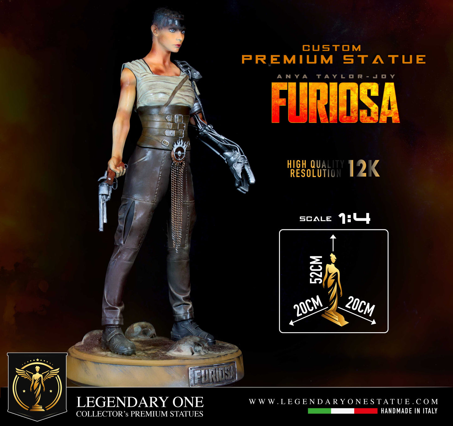 Furiosa statue, Mad Max figure, Furiosa Mad Max Saga, Figure Custom Premium Exclusive, Anya Taylor-Joy Movie Edition, Real Color Effect High Res. 12k