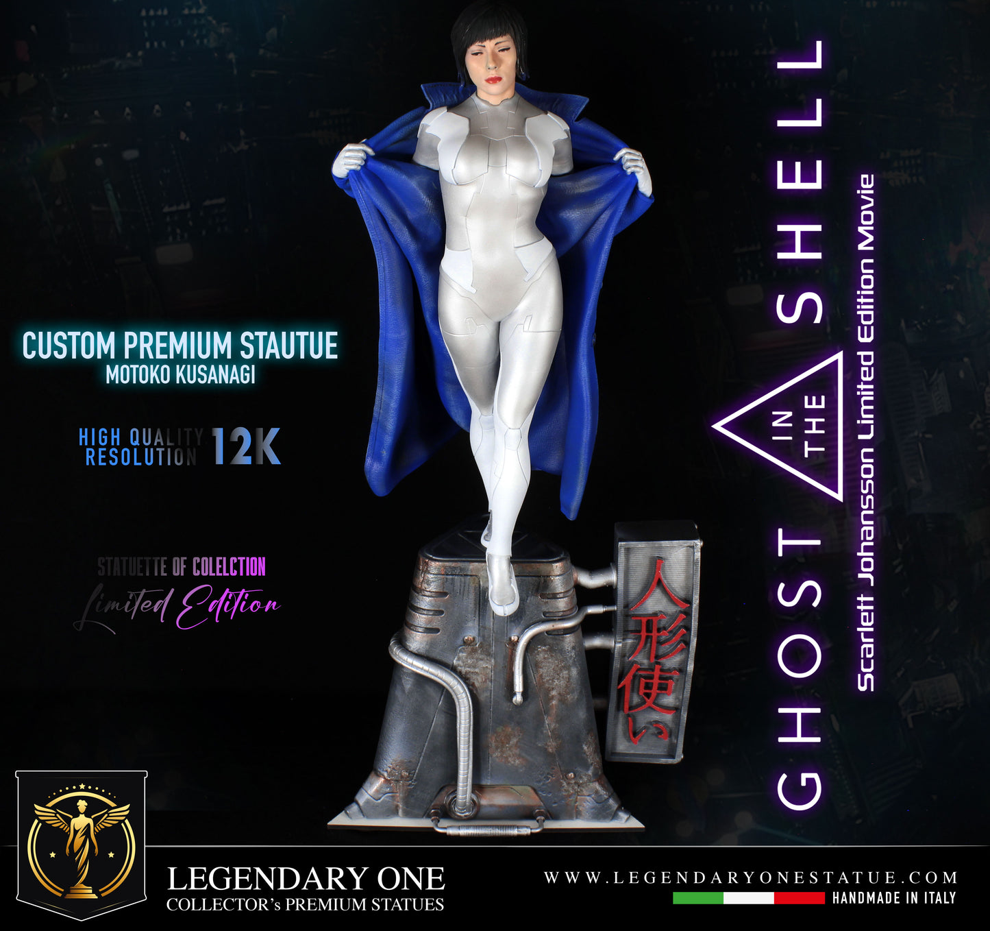 Ghost in the shell statue, Motoso Kusanagi figure, Ghost In The Shell, Figure Custom Premium, Scarlett Johansson Movie Edition, Real Color Effect High Res. 12k