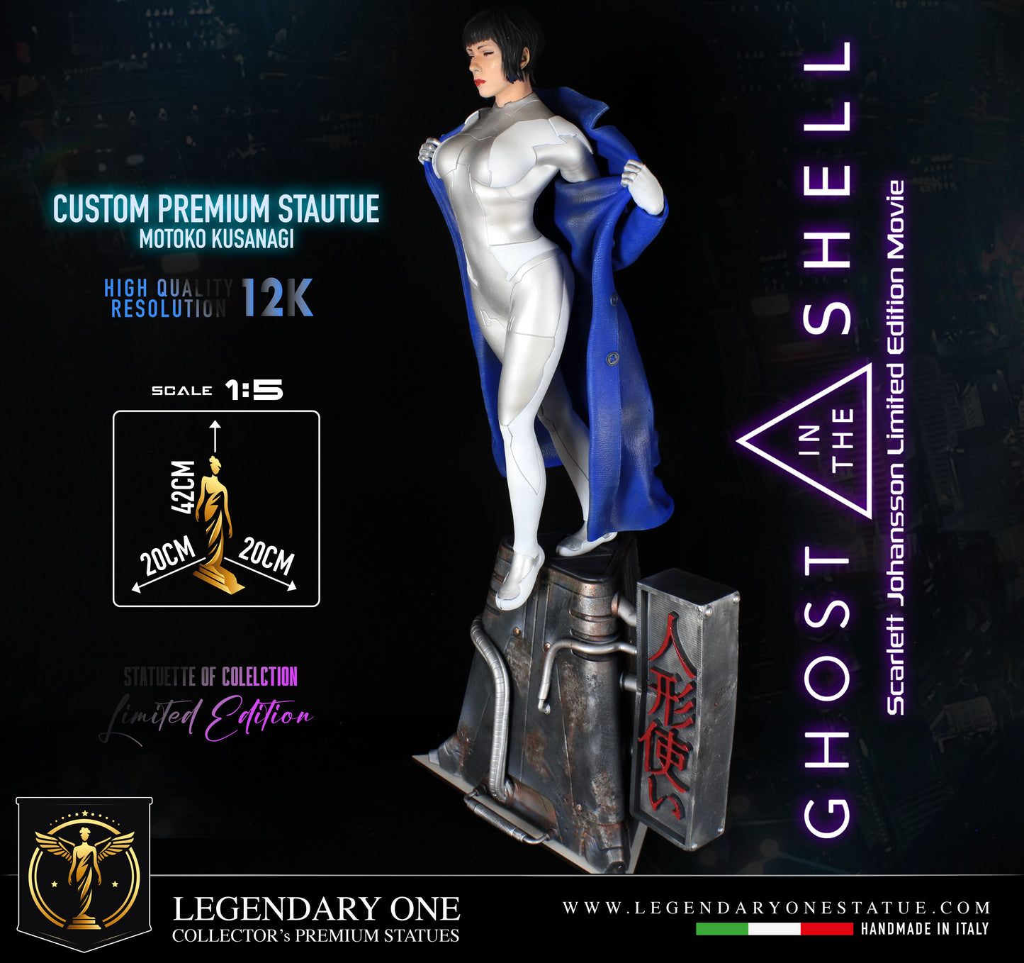 Ghost in the shell statue, Motoso Kusanagi figure, Ghost In The Shell, Figure Custom Premium, Scarlett Johansson Movie Edition, Real Color Effect High Res. 12k