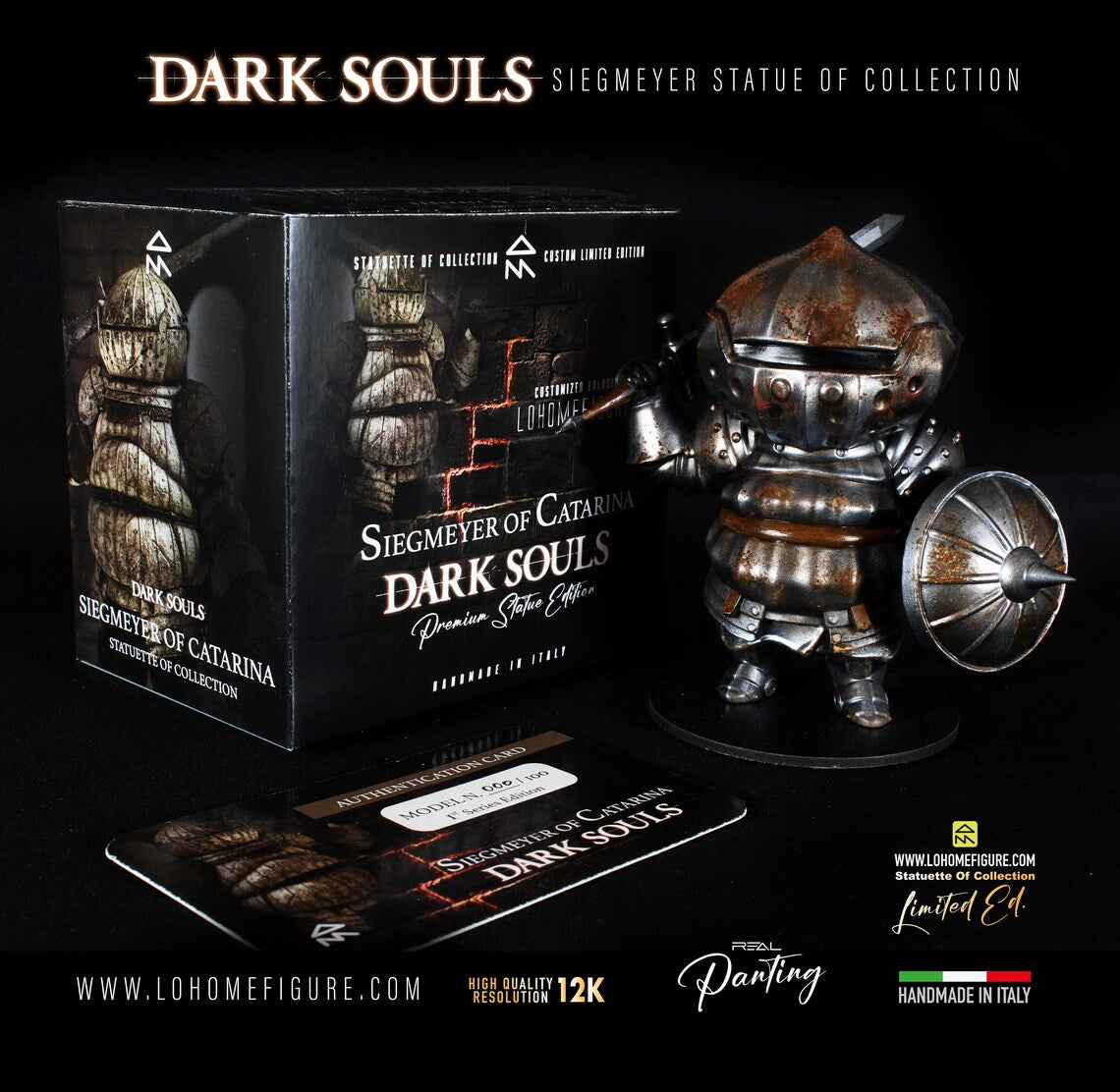 Dark Souls figure, Siegmeyer of Catarina figure, Onion knight Statue, statua da collezione, qualità 12K con incisione Handmade in ITALY