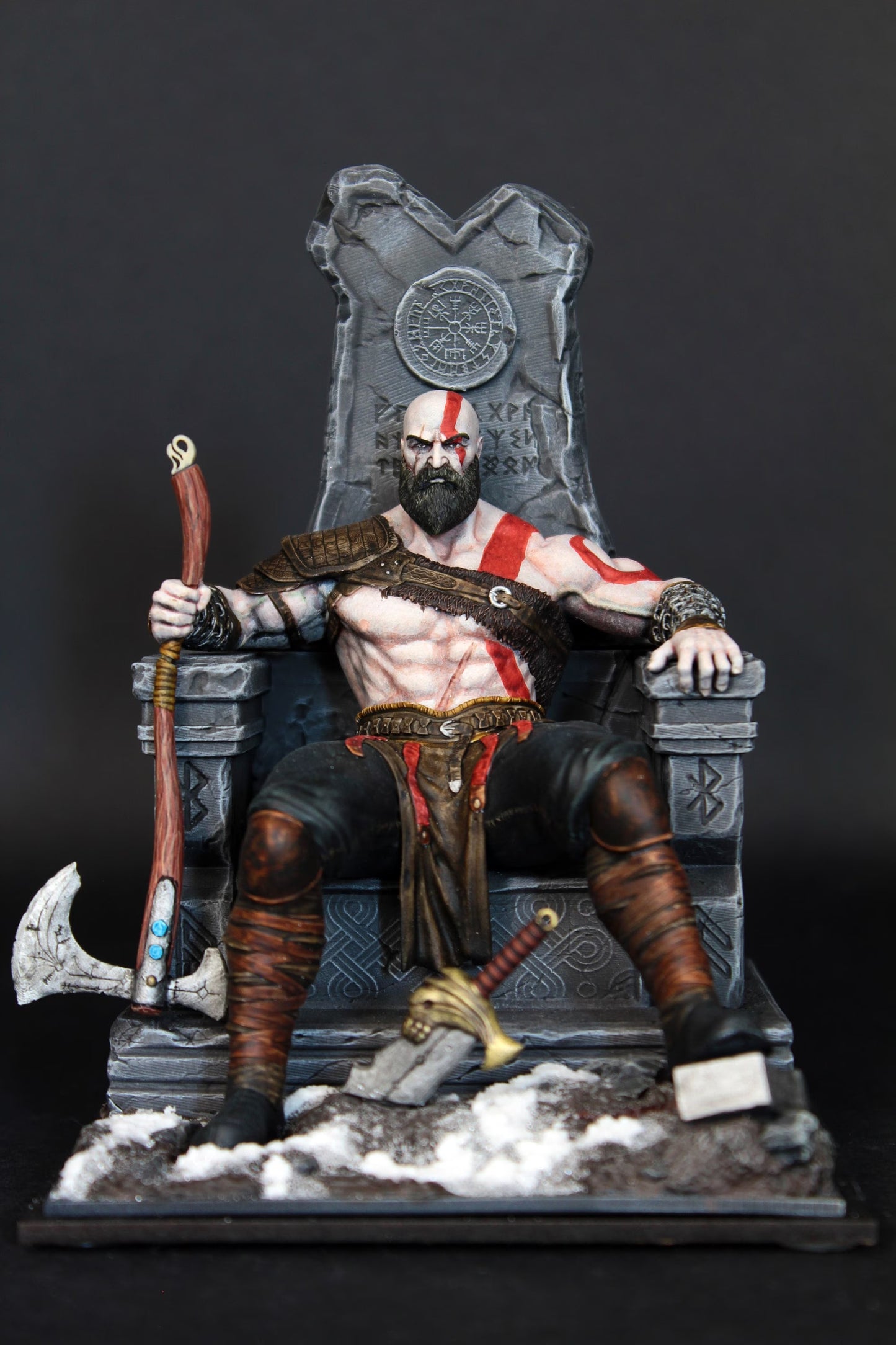 Kratos Figure Statua di God Of War Colorazione ed effetti reali del gioco, Kratos Action Figure Custom Collection, Playstation 5 Games 12K