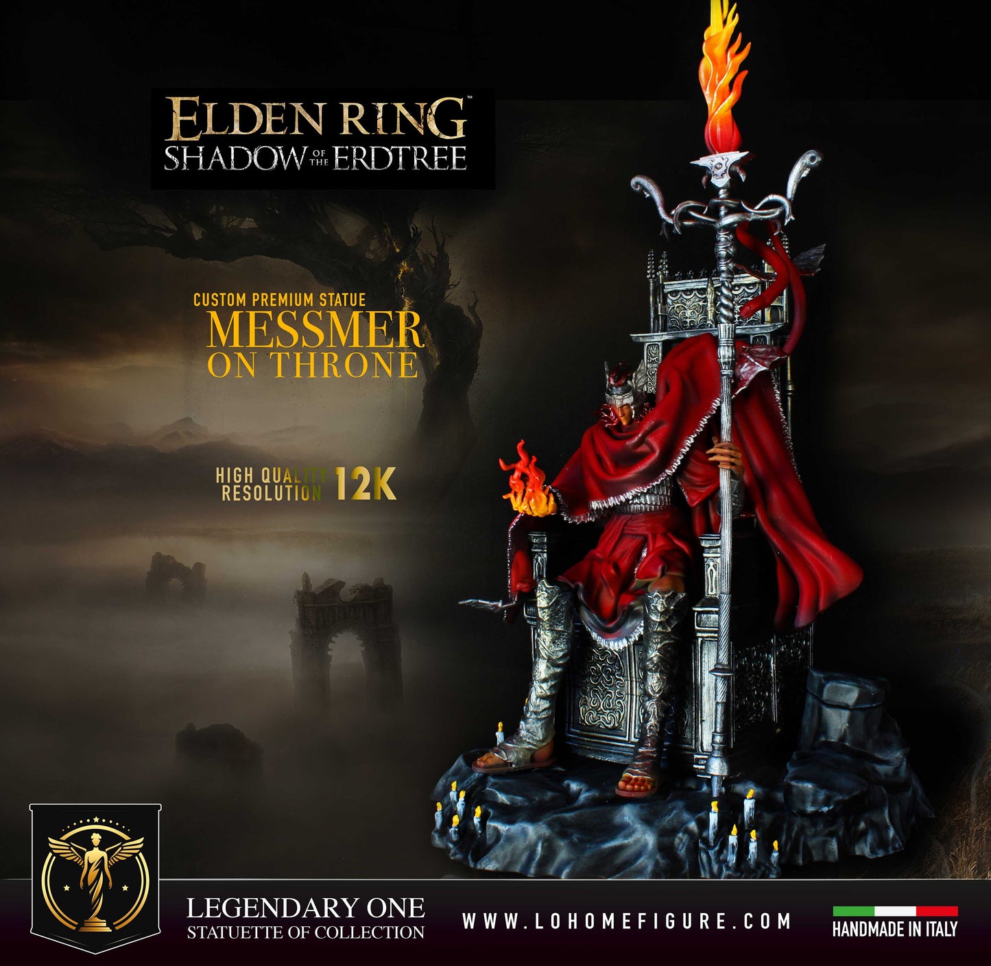 Messmer Figure, Elden Ring Shadow of the Erdtree Statue, Messmer on Throne Elden Ring Figure, Elden Ring Collector Custom Figure 12K