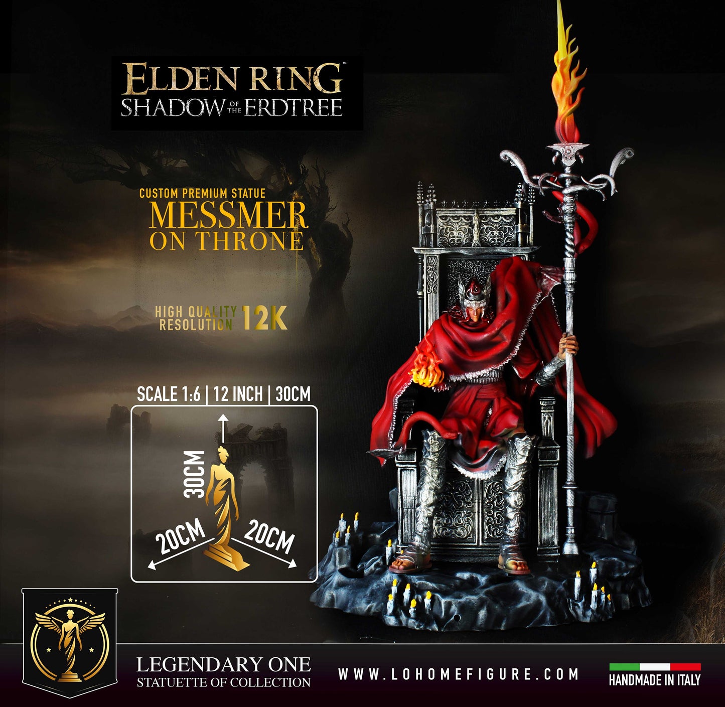 Messmer Figure, Elden Ring Shadow of the Erdtree Statue, Messmer on Throne Elden Ring Figure, Elden Ring Collector Custom Figure 12K