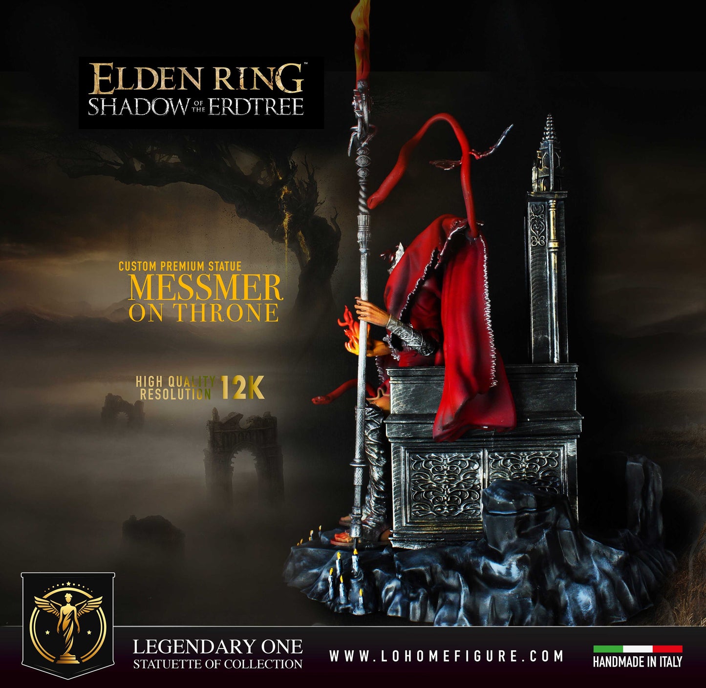 Messmer Figure, Elden Ring Shadow of the Erdtree Statue, Messmer on Throne Elden Ring Figure, Elden Ring Collector Custom Figure 12K