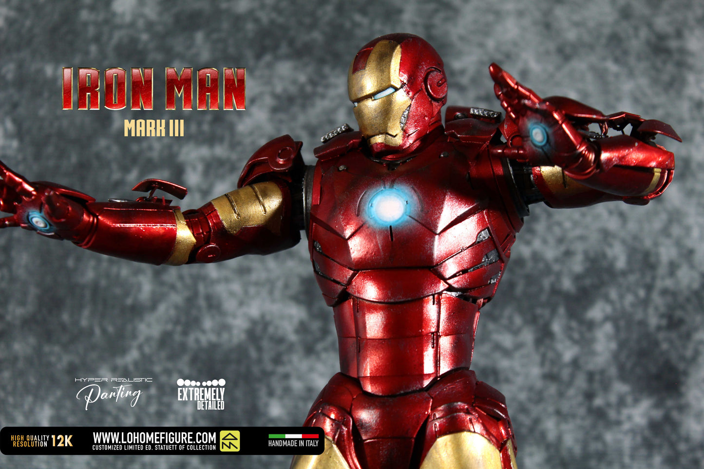 Iron Man Figure Tony Stark Statua da collezione di Iron Man da The Avengers base LED High Quality 12K Custom Limited Edition Made in Italy