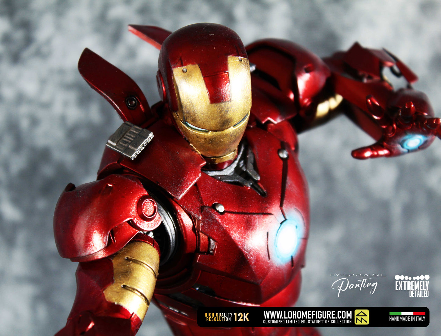 Iron Man Figure Tony Stark Statua da collezione di Iron Man da The Avengers base LED High Quality 12K Custom Limited Edition Made in Italy