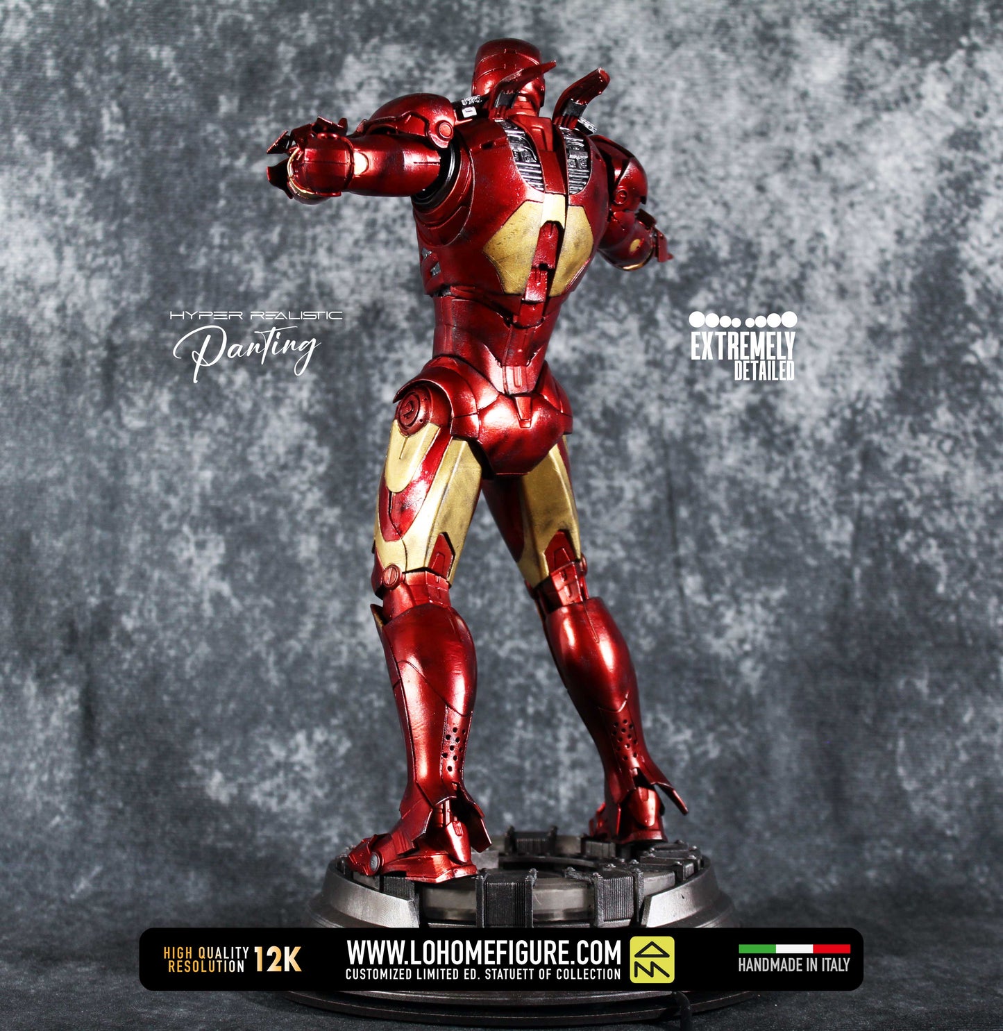 Iron Man Figure Tony Stark Statua da collezione di Iron Man da The Avengers base LED High Quality 12K Custom Limited Edition Made in Italy