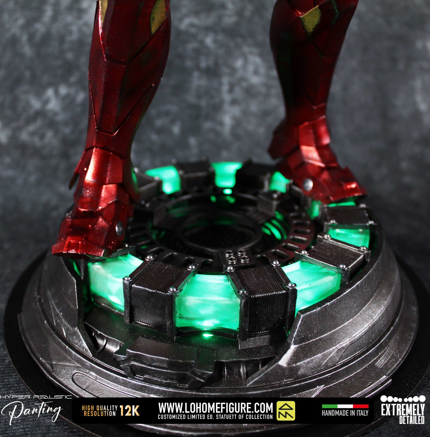 Iron Man Figure Tony Stark Statua da collezione di Iron Man da The Avengers base LED High Quality 12K Custom Limited Edition Made in Italy