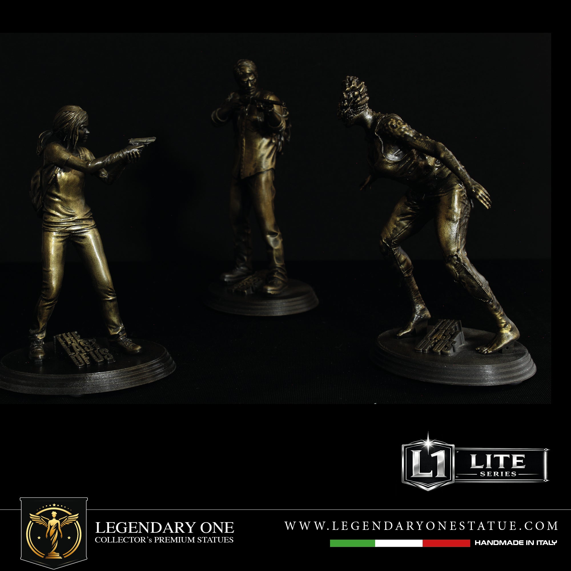 The Last of Us PART 1 Figure Set – Joel, Ellie & Clicker Statue da collezione GOLD EDITION
