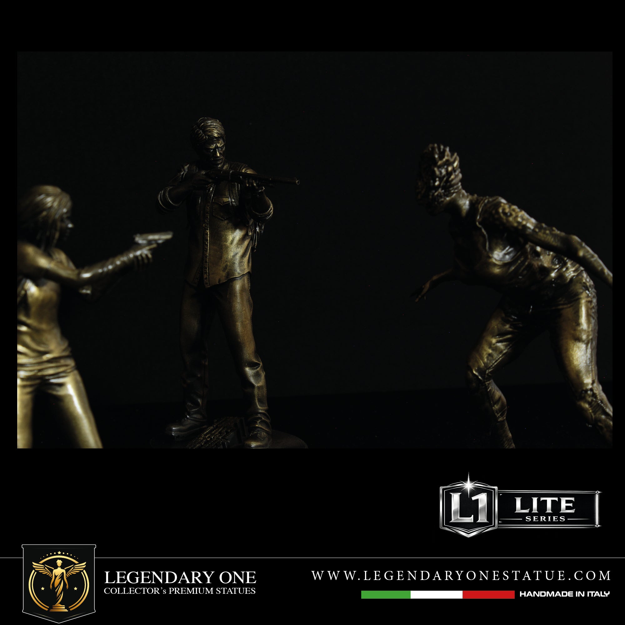 The Last of Us PART 1 Figure Set – Joel, Ellie & Clicker Statue da collezione GOLD EDITION