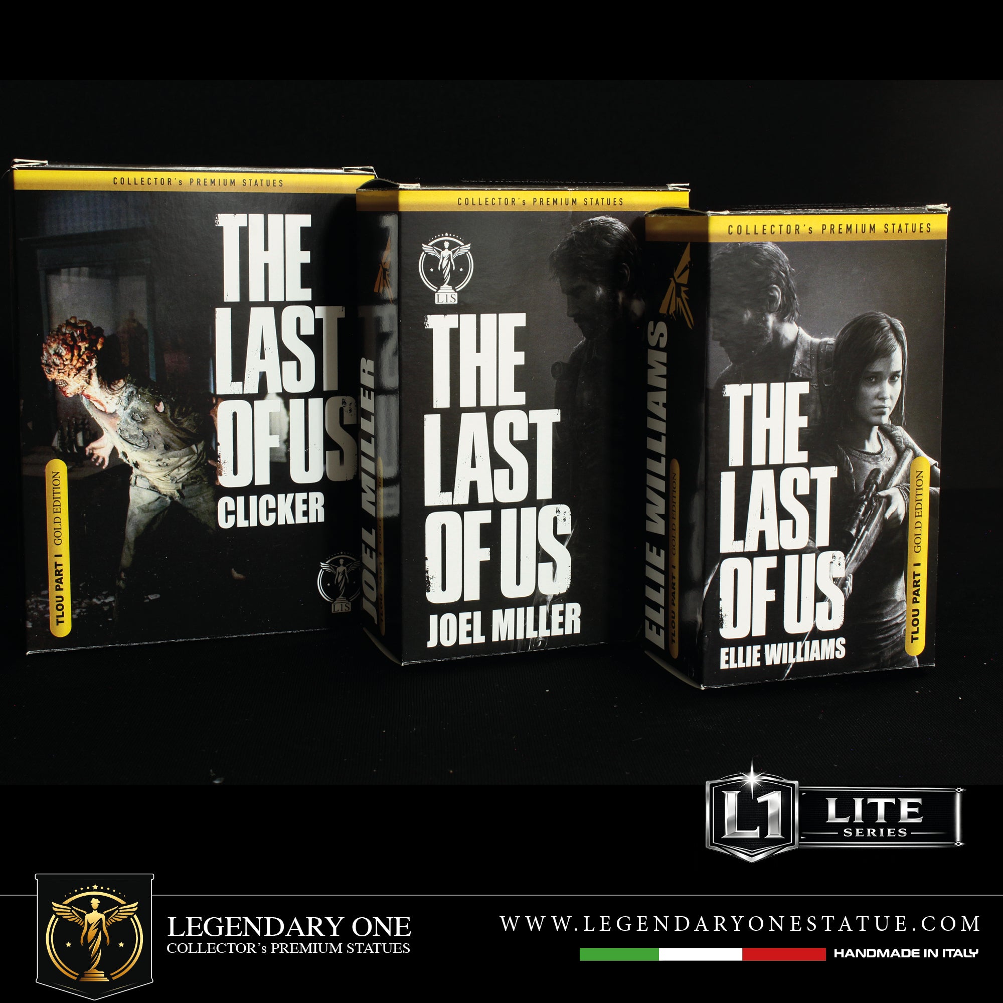 The Last of Us PART 1 Figure Set – Joel, Ellie & Clicker Statue da collezione GOLD EDITION