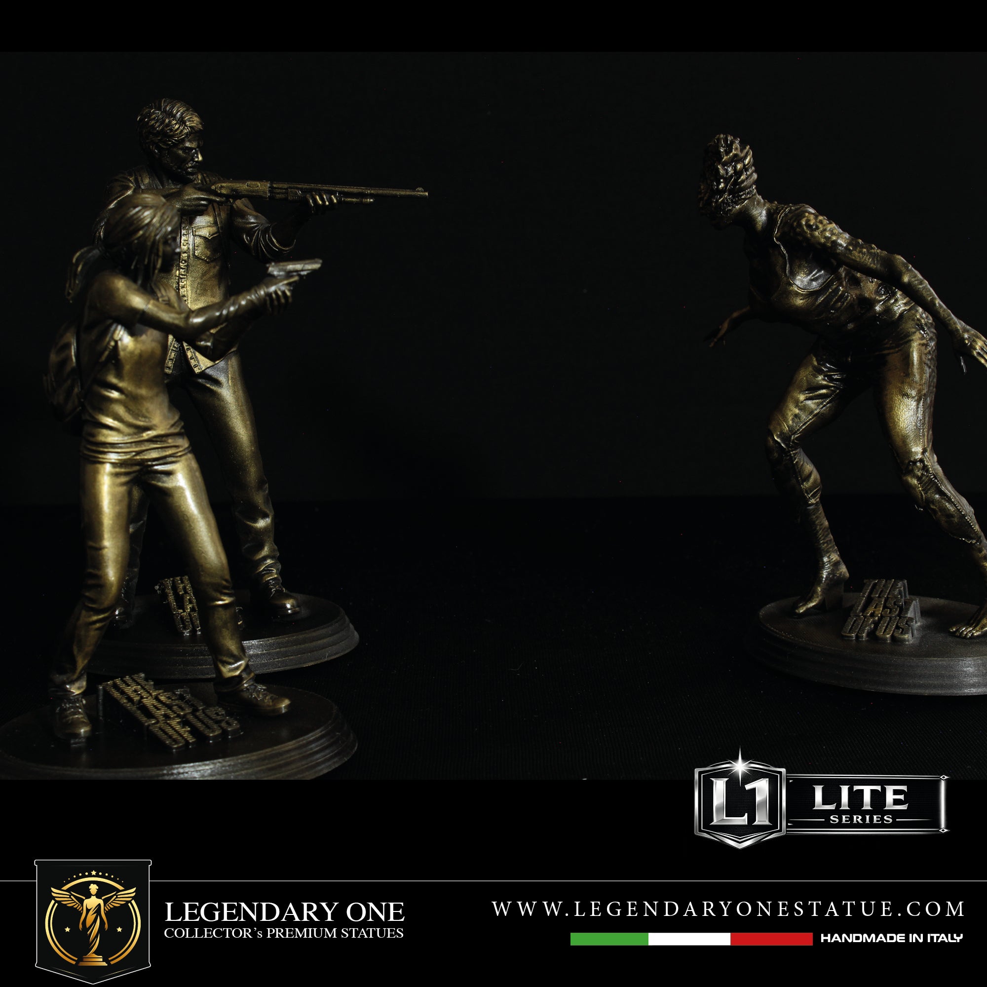 The Last of Us PART 1 Figure Set – Joel, Ellie & Clicker Statue da collezione GOLD EDITION