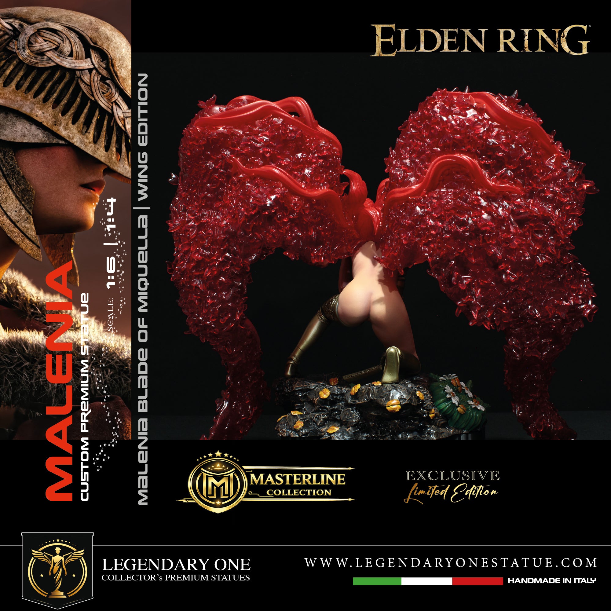 Malenia Crystal Red Wings Statua da Collezione - Elden Ring Figure - Blade of Miquella Real Game Color - scala 1:6