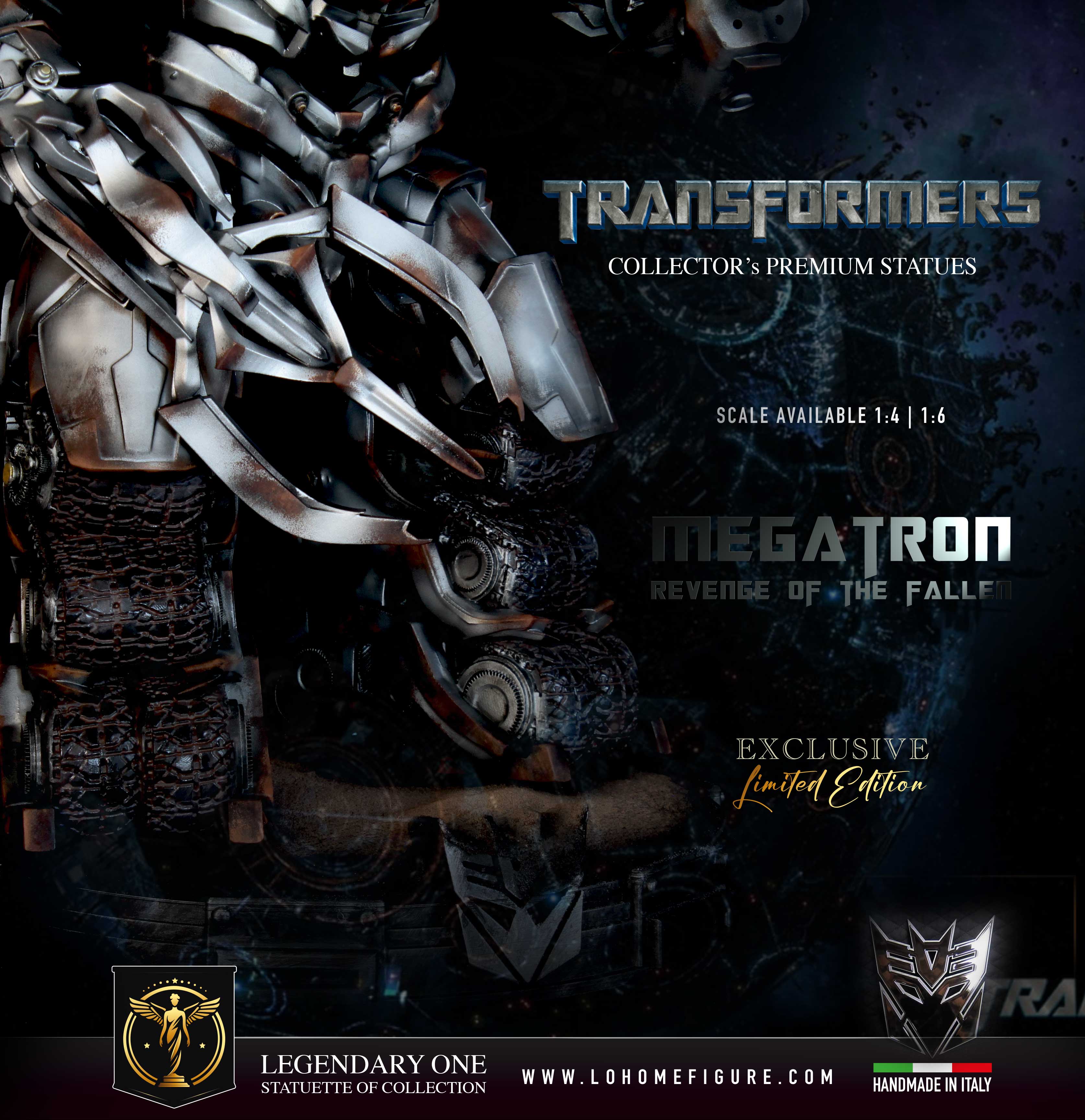 Megatron Collectible Statue - Transformers Revenge of the Fallen – Real Movie Color – Transformers Figure Statue da Collezione - Scala 1:4 / 1:6