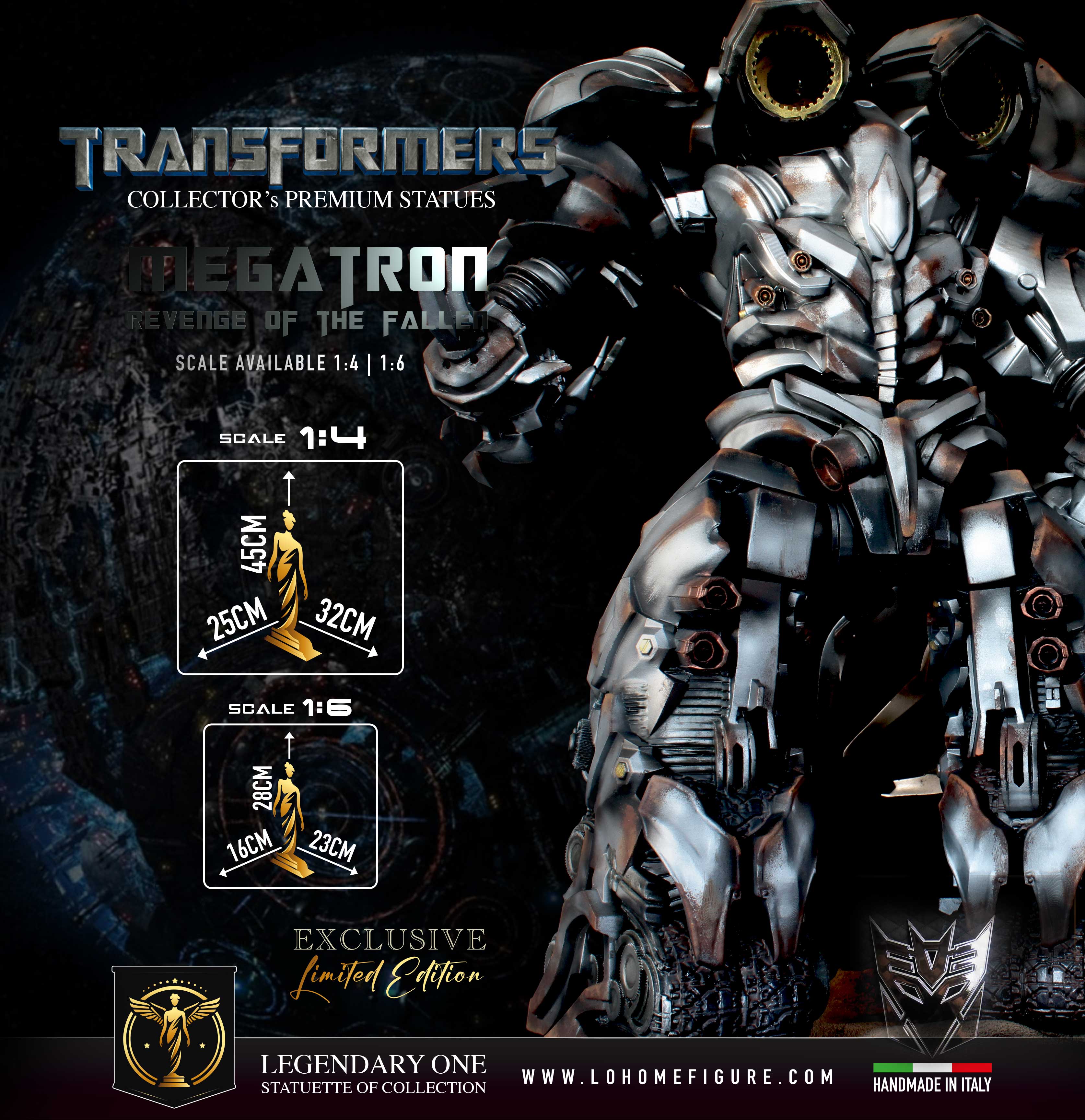 Megatron Collectible Statue - Transformers Revenge of the Fallen – Real Movie Color – Transformers Figure Statue da Collezione - Scala 1:4 / 1:6