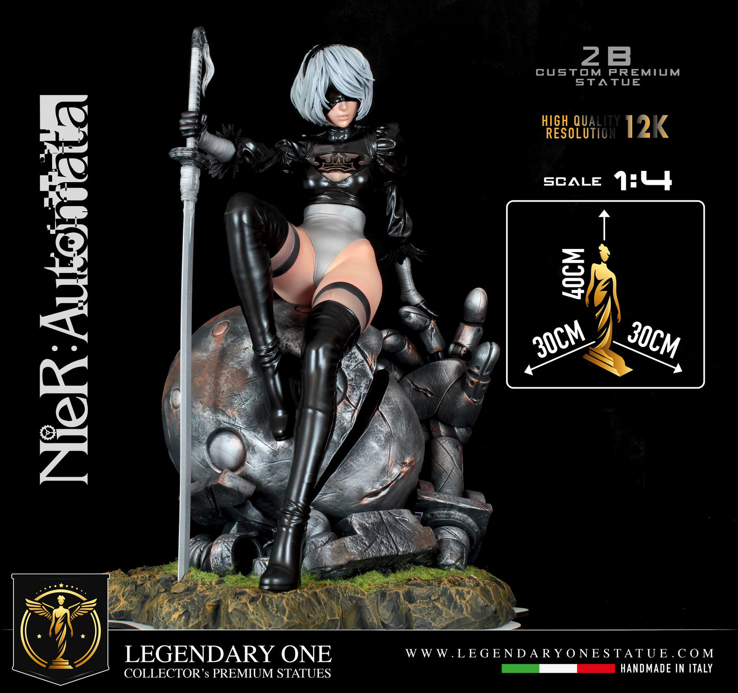 2B Nier Automata figure, Statua di Nier Automata Custom Figurine Premium Statue, NieR Automata Real Game Color High Res. 12k Scala 1:4