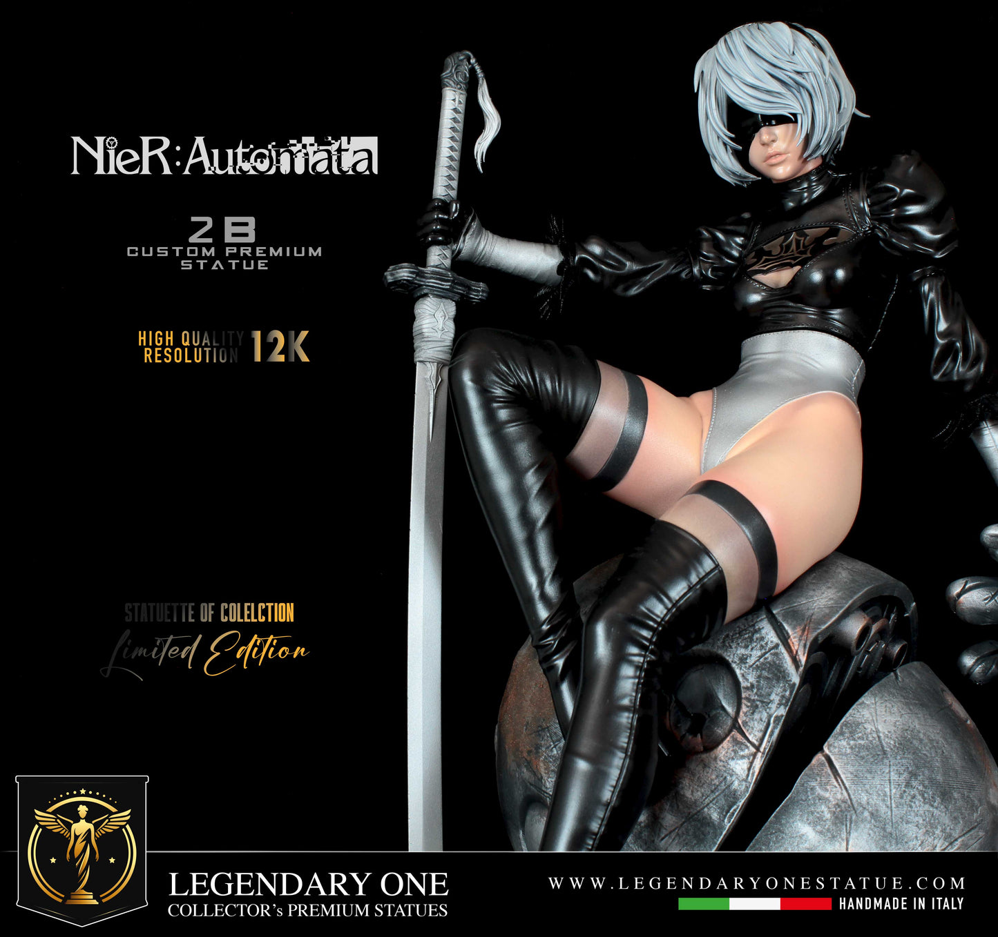 2B Nier Automata figure, Statua di Nier Automata Custom Figurine Premium Statue, NieR Automata Real Game Color High Res. 12k Scala 1:4