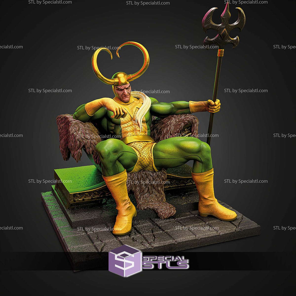 Loki Classic on Throne Marvel statua da collezione IceBreaker Series vista alternativa
