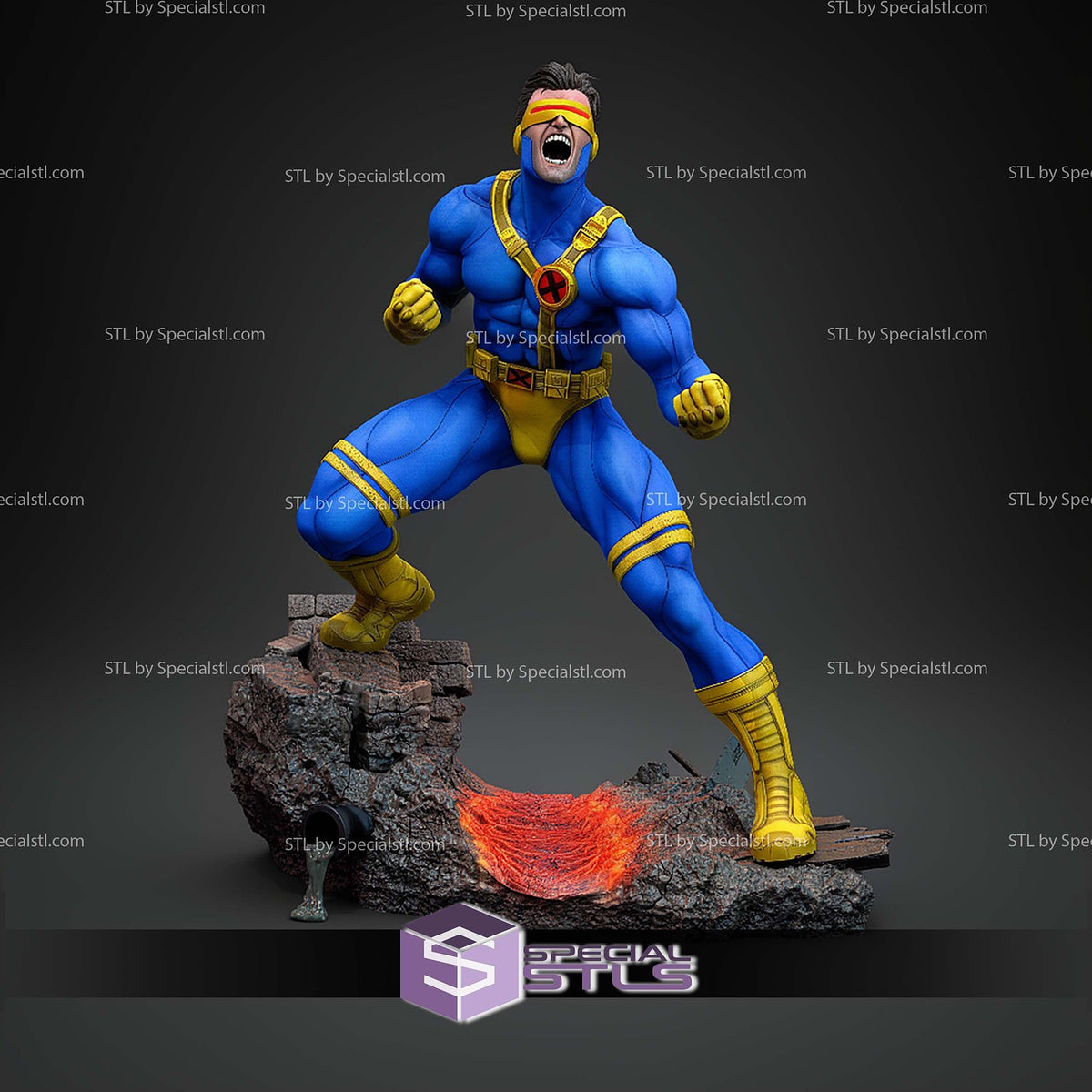 Cyclops 90s X-Men dettaglio statua da collezione 3