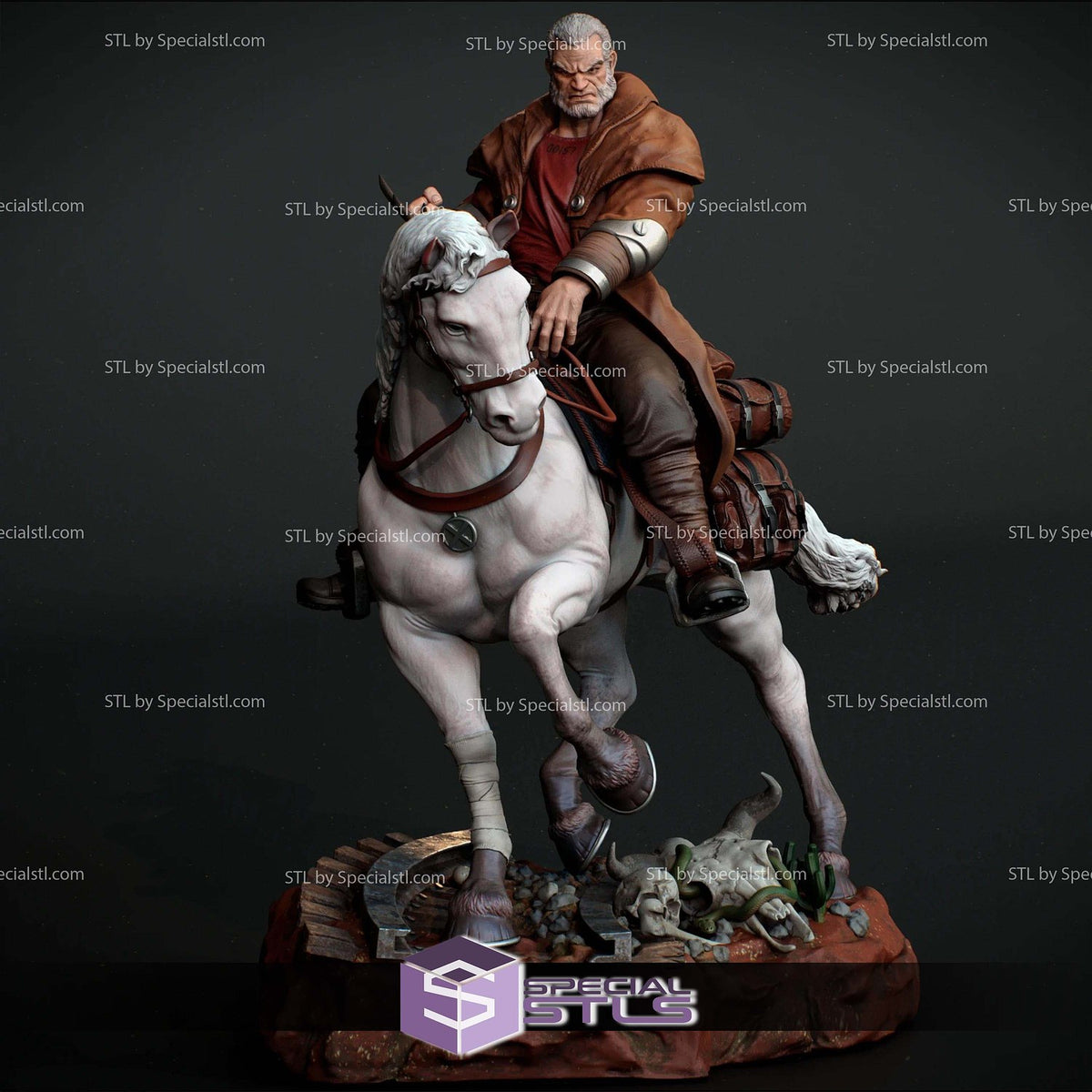 Old Man Logan Wolverine On Horse X-Men dettaglio statua da collezione 4
