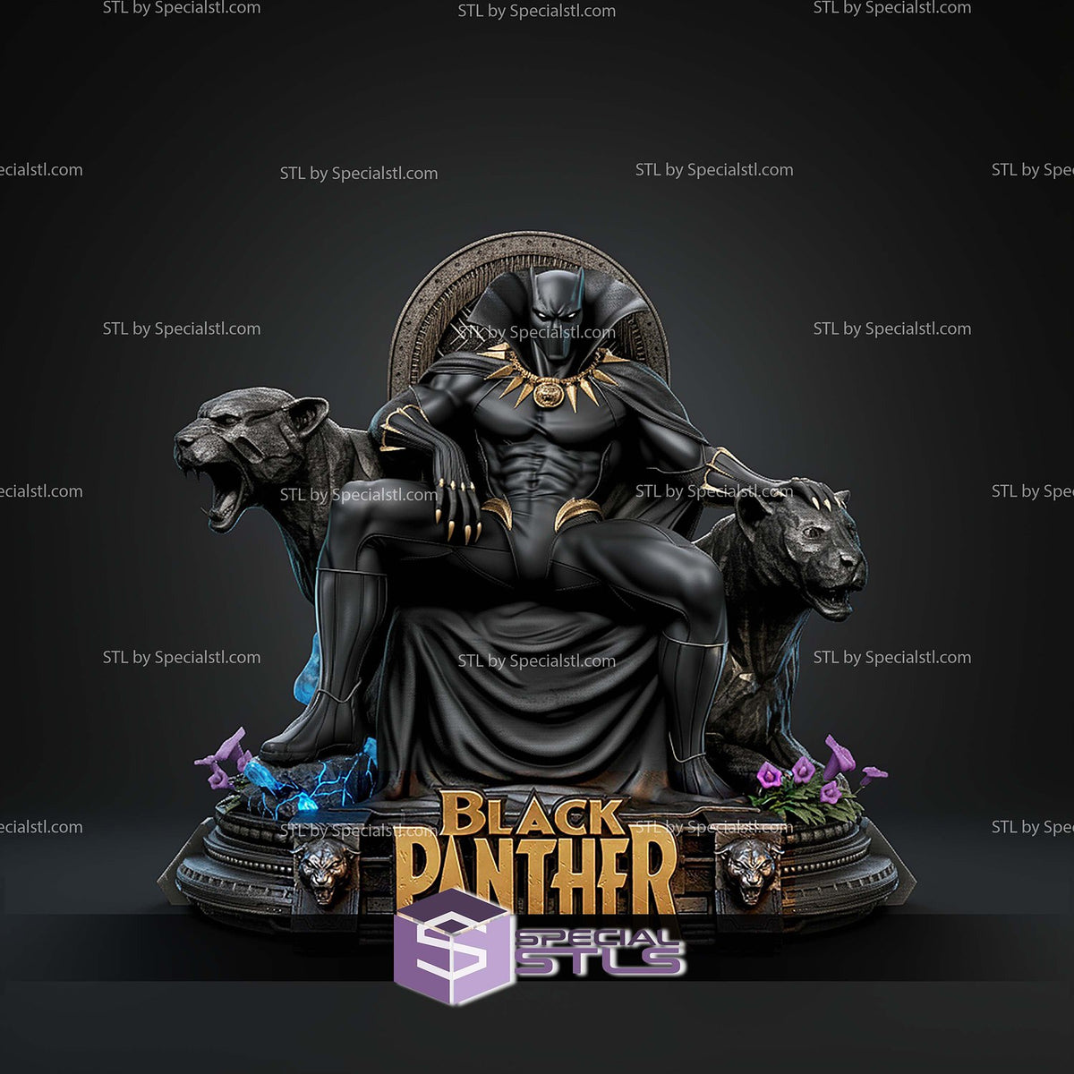 Black Panther Comic Throne Marvel statua da collezione IceBreaker Series