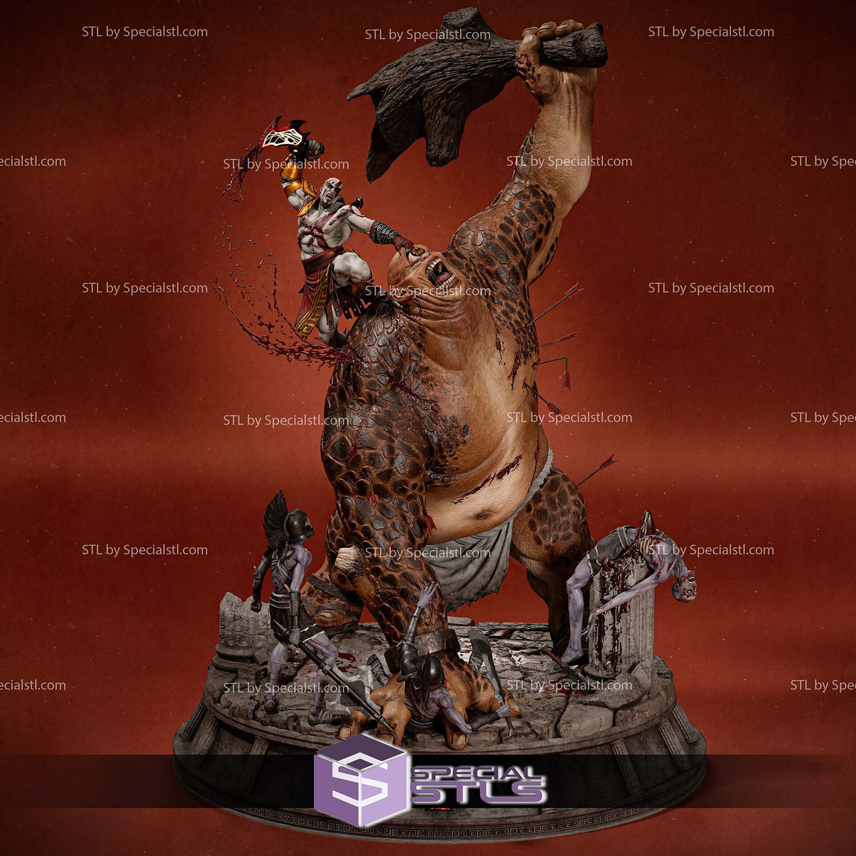 Kratos vs Cyclops Diorama God of War statua da collezione IceBreaker Series