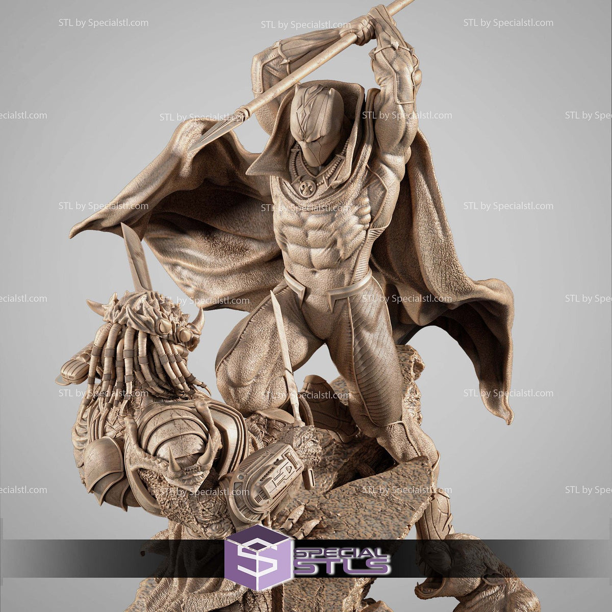 Black Panther Vs Predator Diorama Marvel x Predator dettaglio statua da collezione 3