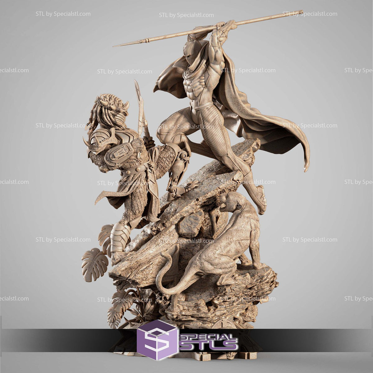 Black Panther Vs Predator Diorama Marvel x Predator statua da collezione IceBreaker Series