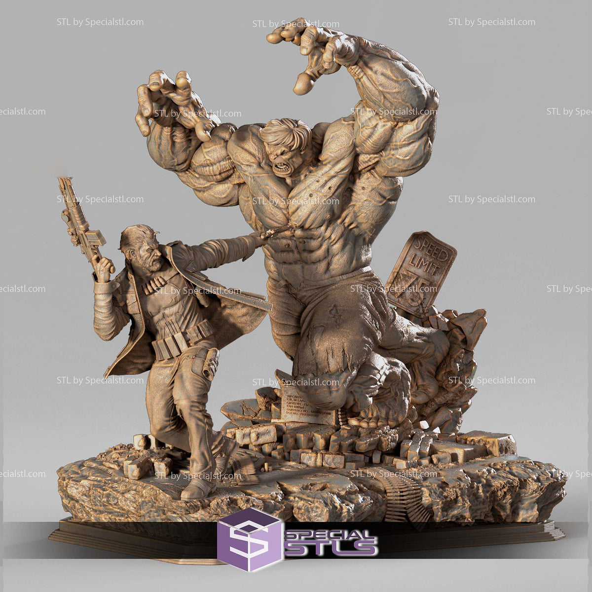 Hulk and Punisher Diorama Marvel statua da collezione IceBreaker Series