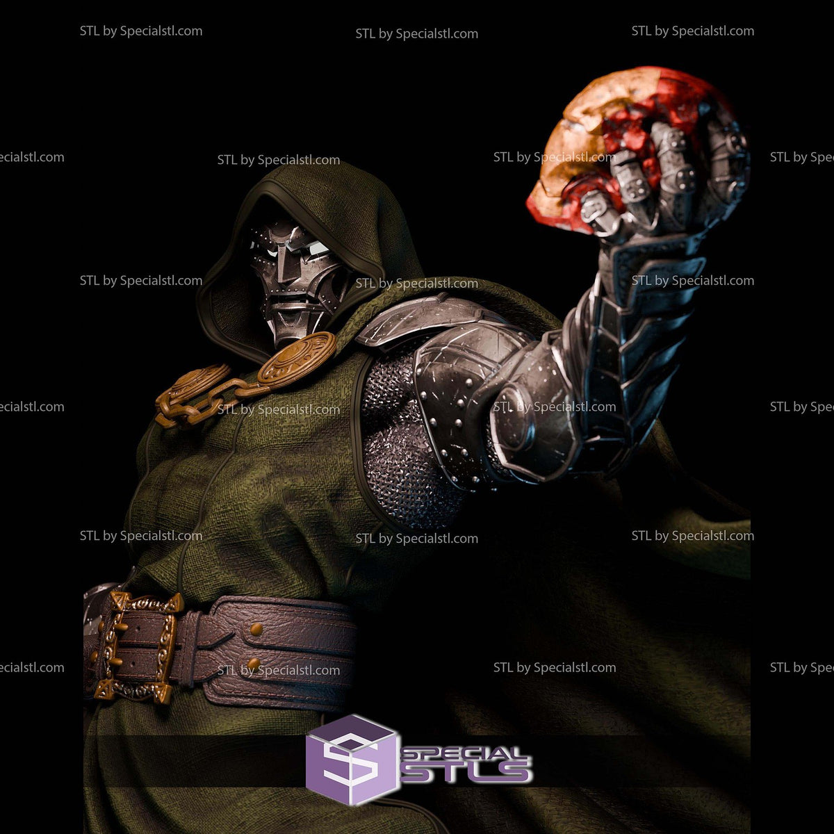 Doctor Doom Real Face Fantastic Four dettaglio statua da collezione 3