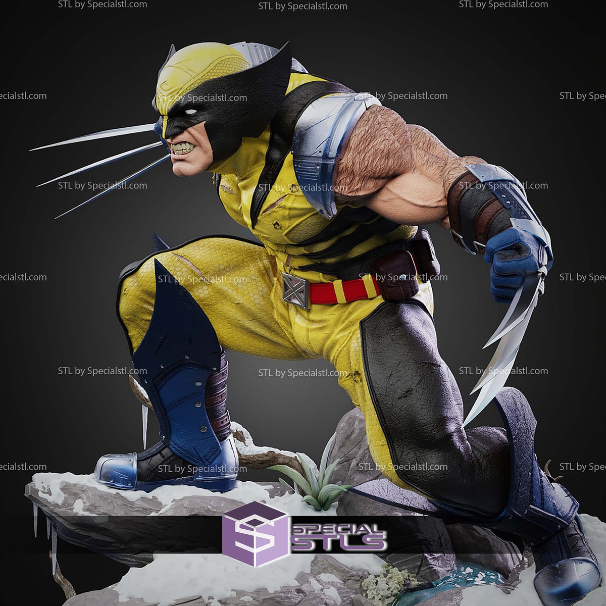 Wolverine Rage Yellow Suit V2 X-Men dettaglio statua da collezione 3
