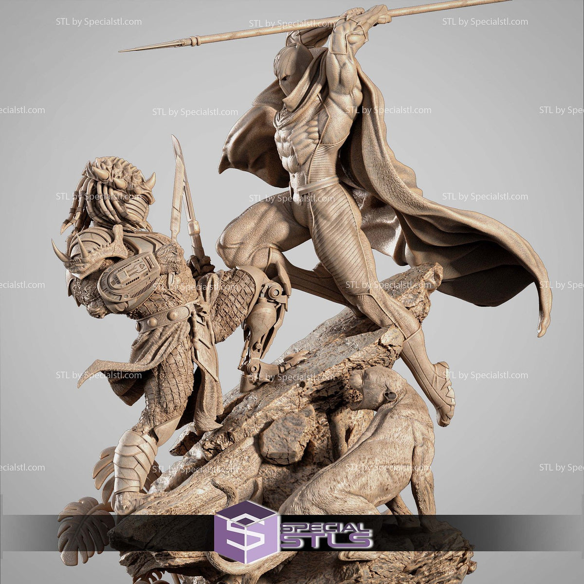 Black Panther Vs Predator Diorama Marvel x Predator statua da collezione IceBreaker Series vista alternativa