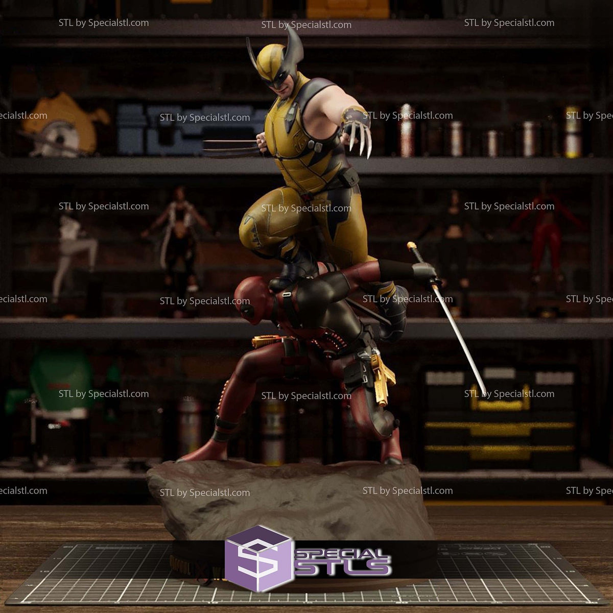 Deadpool and Wolverine New Diorama Marvel dettaglio statua da collezione 4
