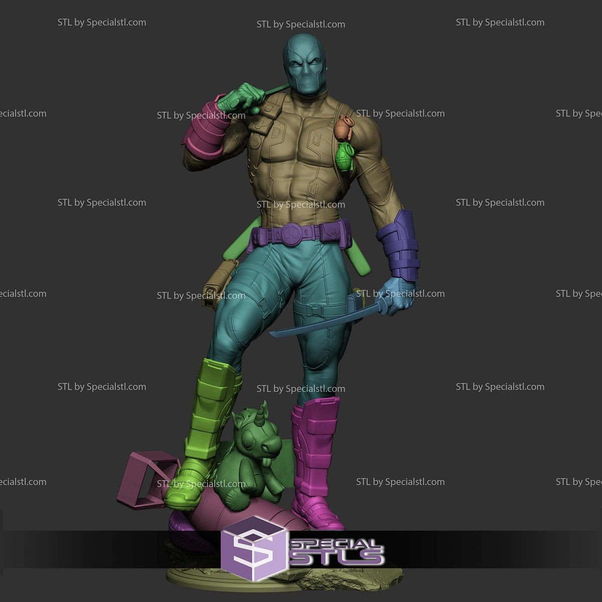 Deadpool Unicorn School Marvel statua da collezione IceBreaker Series vista alternativa