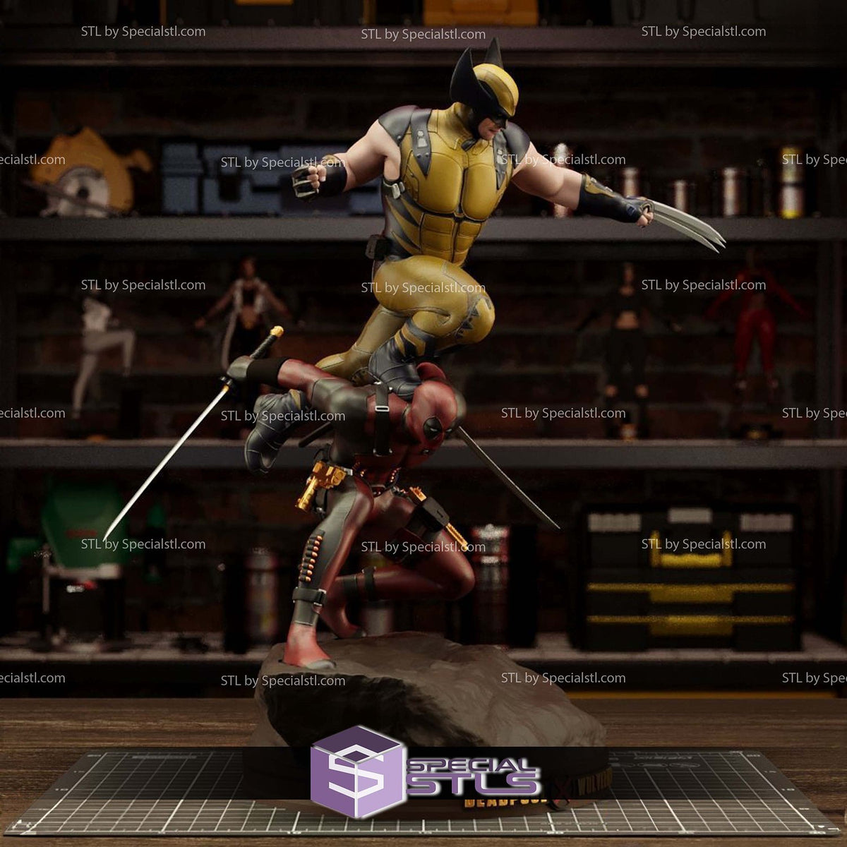 Deadpool and Wolverine New Diorama Marvel dettaglio statua da collezione 3