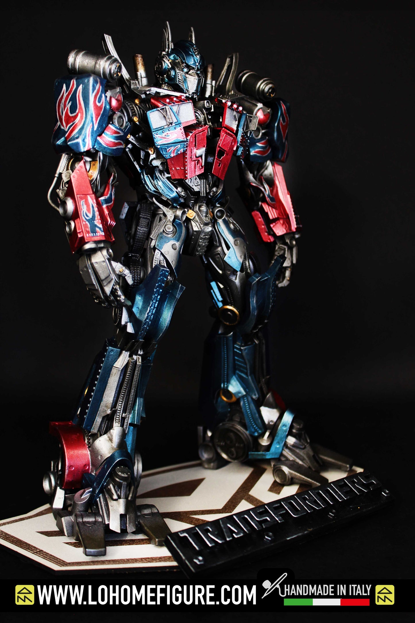 Figure Optimus Prime, Transformers Action Figure Exclusive Statue of Nemesis Prime Robot Icon, Hard Metallic Effect, 28 cm, Made in Italy