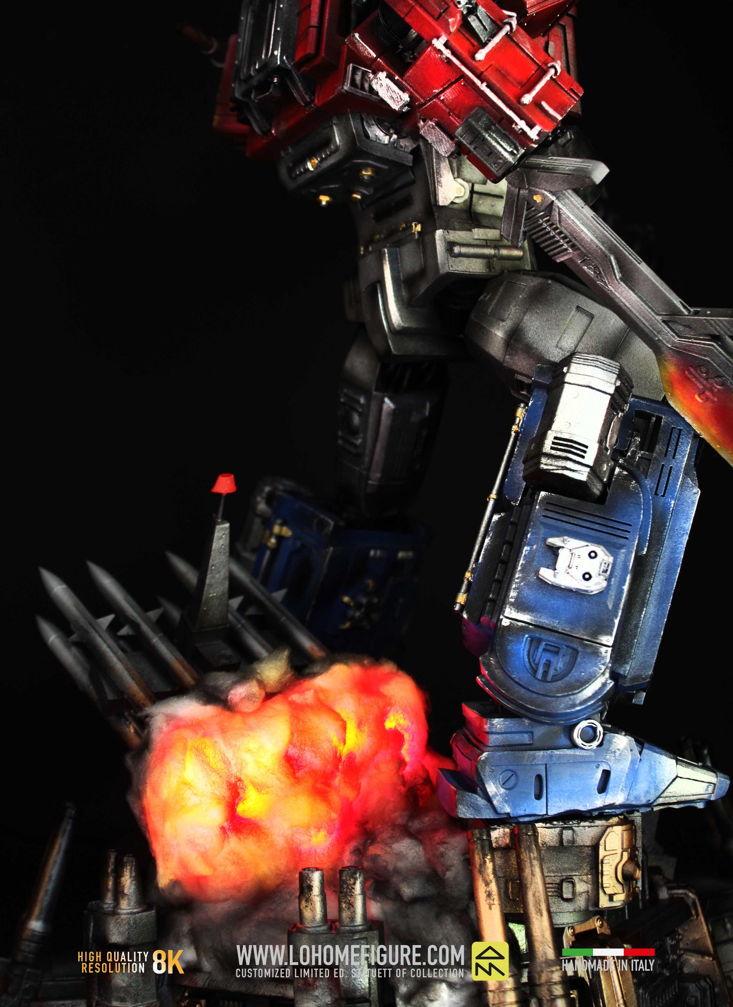 Diorama Optimus Prime Statua da Collezione, Transformers Rise Of The Beast Action Figure Diorama, Real cinematic con effetti di luci, fino a 60cm, Made in Italy