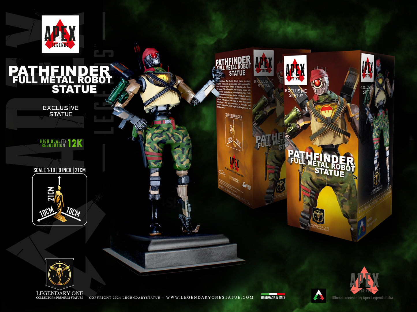 Pathfinder Full Metal Robot Figure Premium Statue Apex Legends, Statua di Pathfinder in edizione esclusiva High Quality 12K