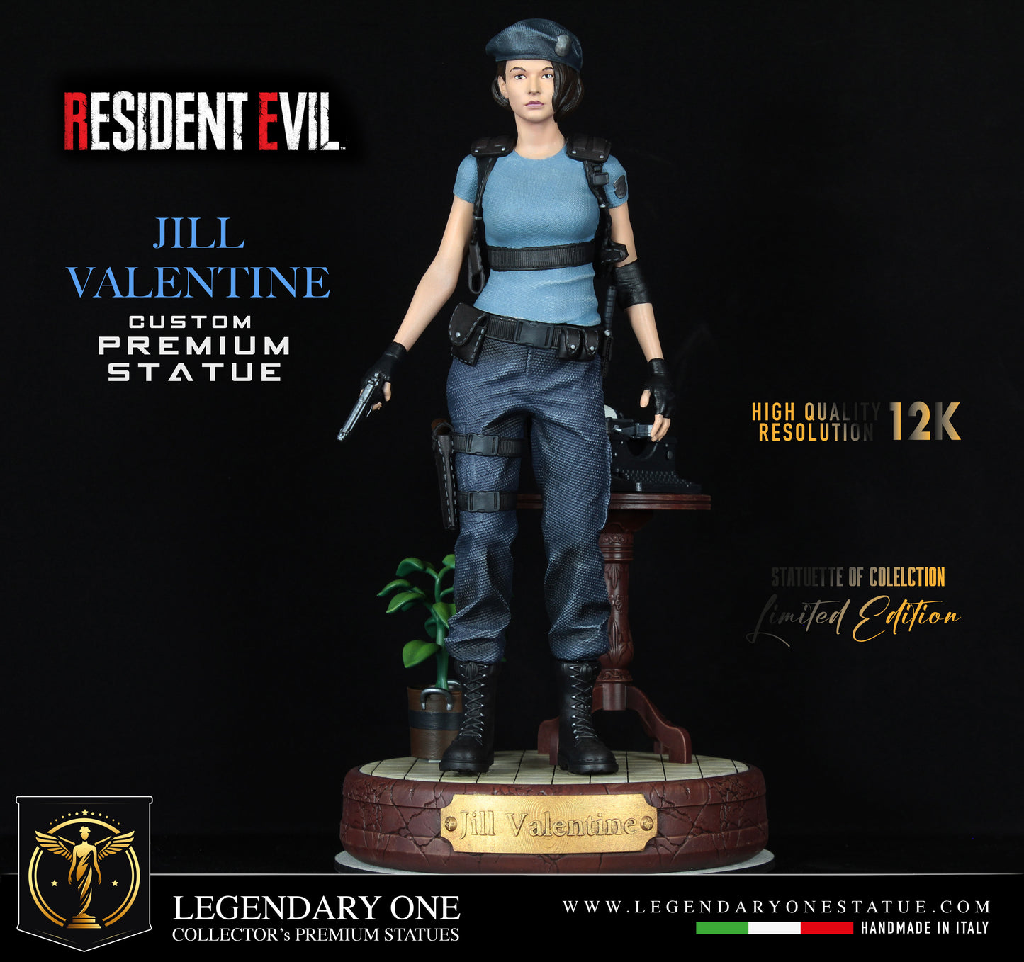 Jill Valentine statue, Resident Evil figure, Jill Valentine Figure Custom Premium Statue, Real Game Diorama Resident Evil, Real Color Effect High Res. 12k