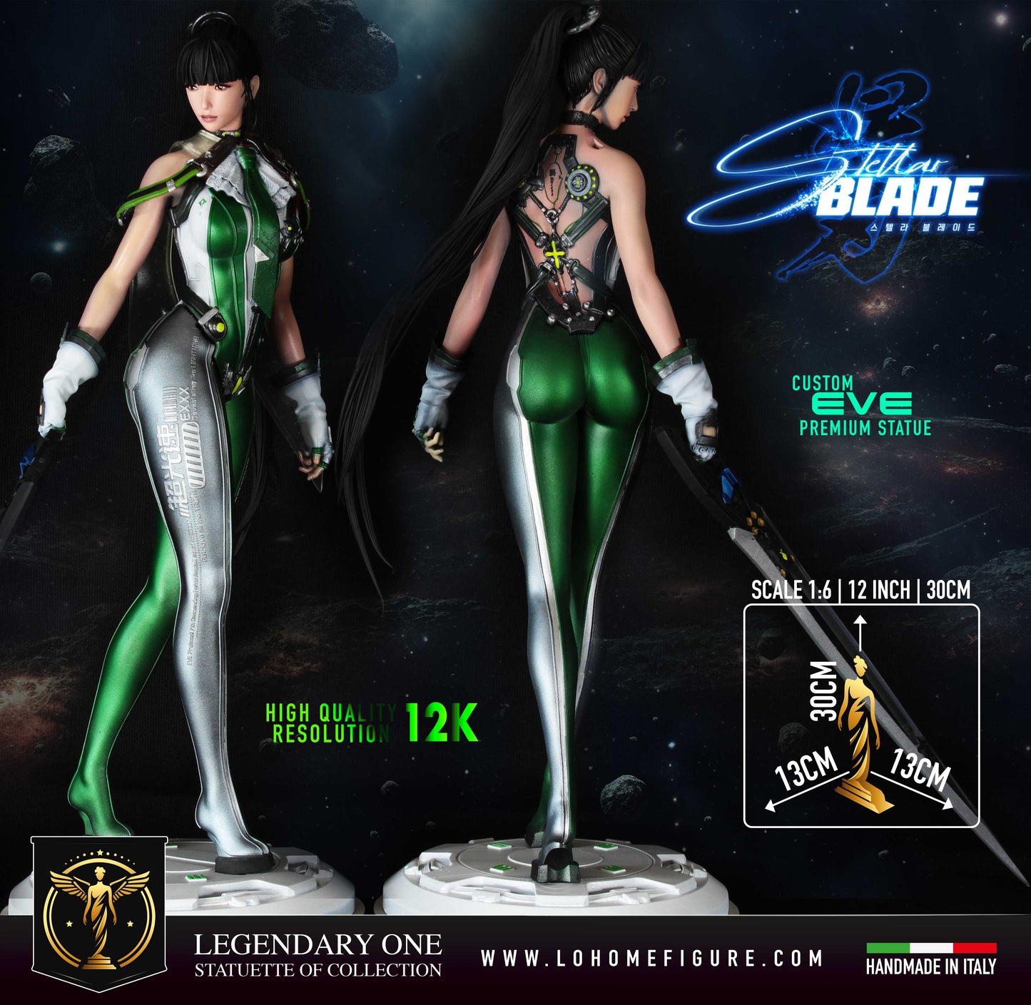 Stellar Blade statue, Eve figure, Stellar Blade Custom Premium Statue, con ali rimovibili, PS5 Stellar Blade, Real Game Color Effect Made in Italy High Res. 12k