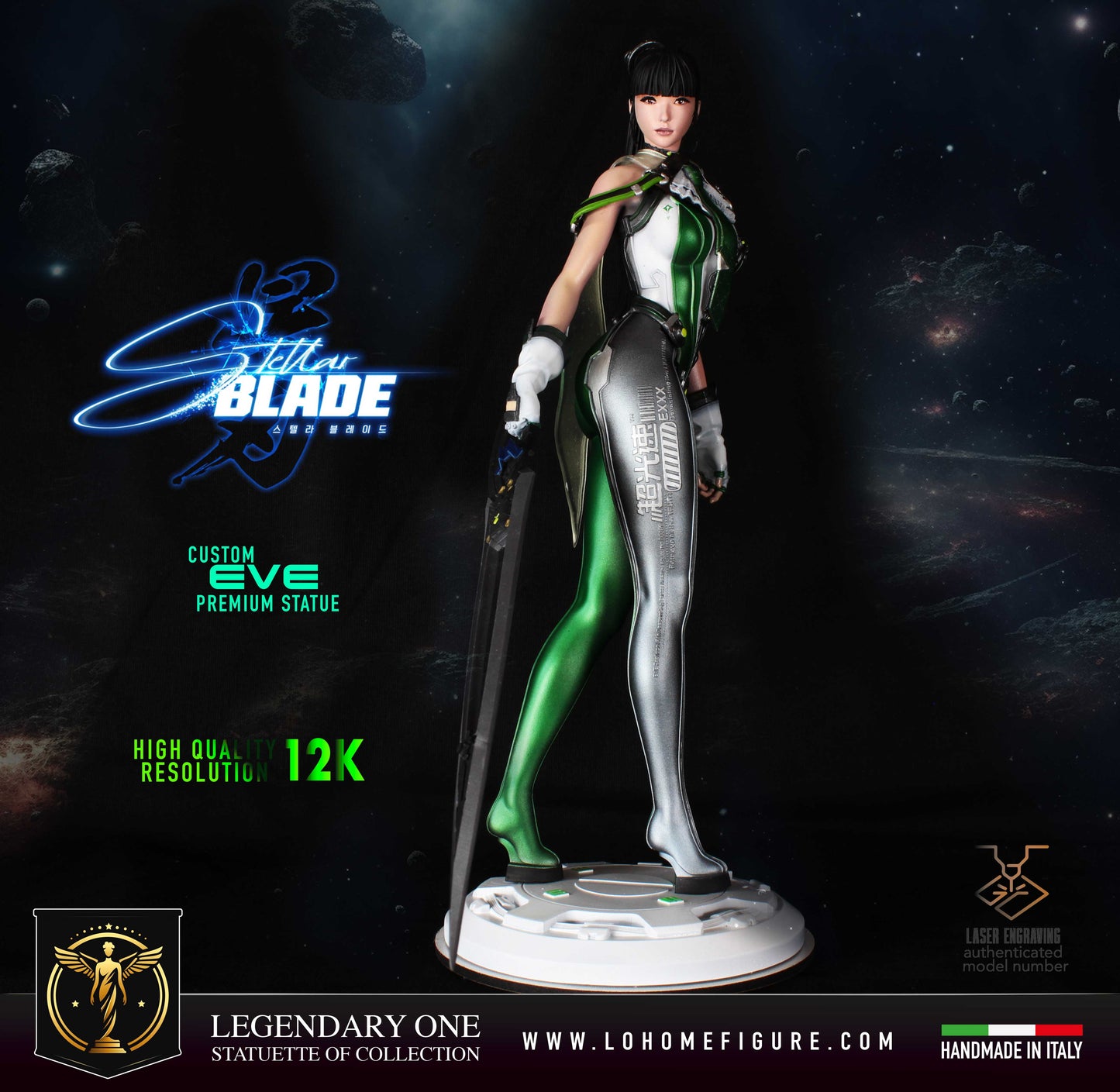 Stellar Blade statue, Eve figure, Stellar Blade Custom Premium Statue, con ali rimovibili, PS5 Stellar Blade, Real Game Color Effect Made in Italy High Res. 12k