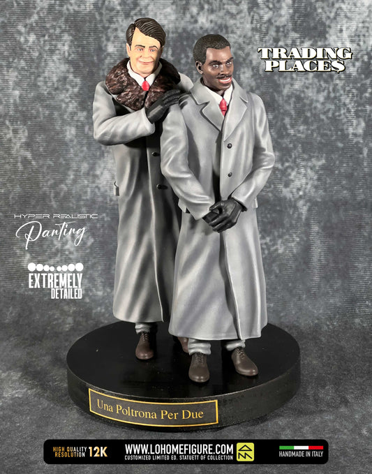 Trading Places statue Dan Aykroyd Eddie Murphy Figure diorama di Una Poltrona Per Due GIFT IDEA High Quality 12K Limited Edition MadeInITA