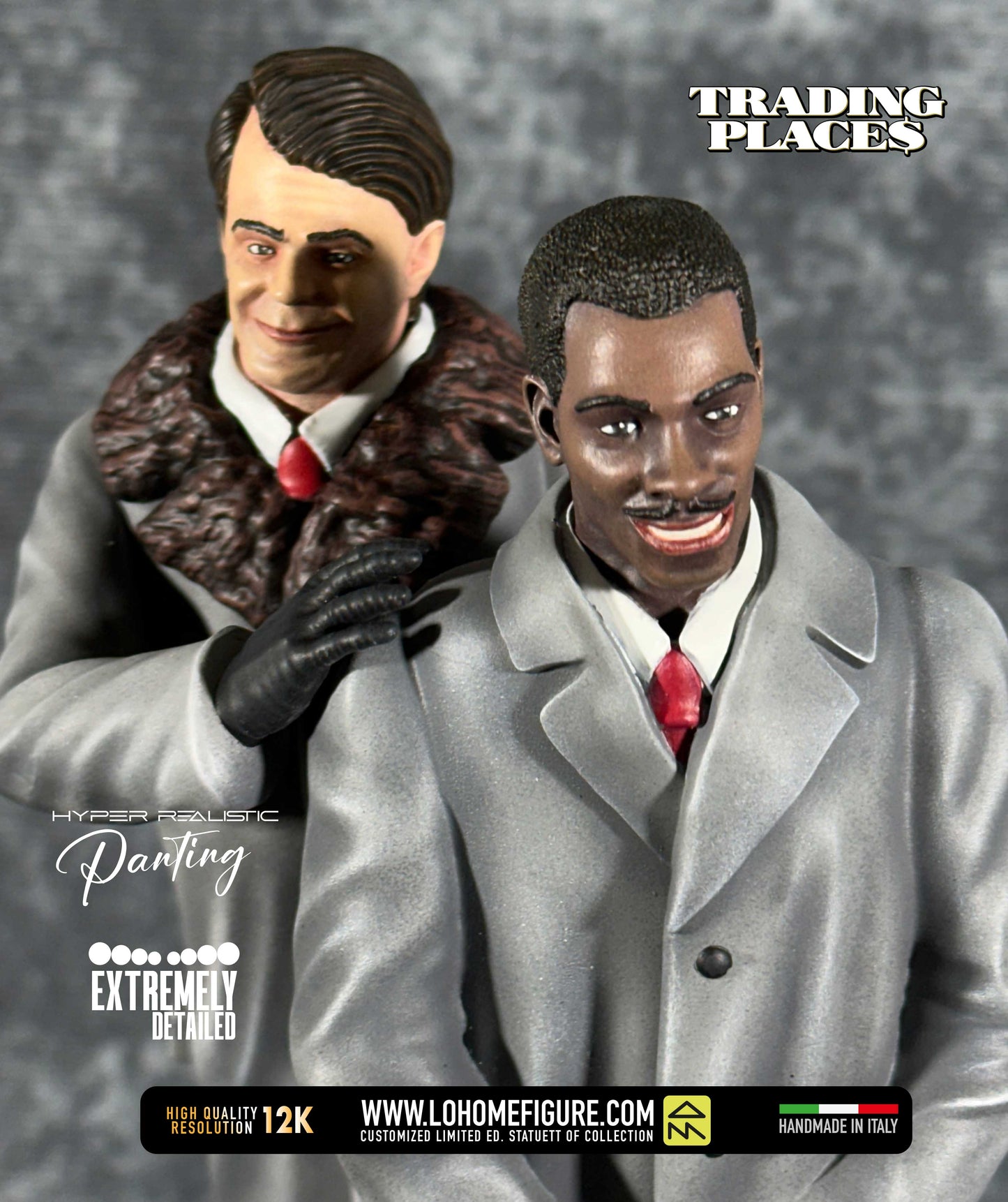 Trading Places statue Dan Aykroyd Eddie Murphy Figure diorama di Una Poltrona Per Due GIFT IDEA High Quality 12K Limited Edition MadeInITA