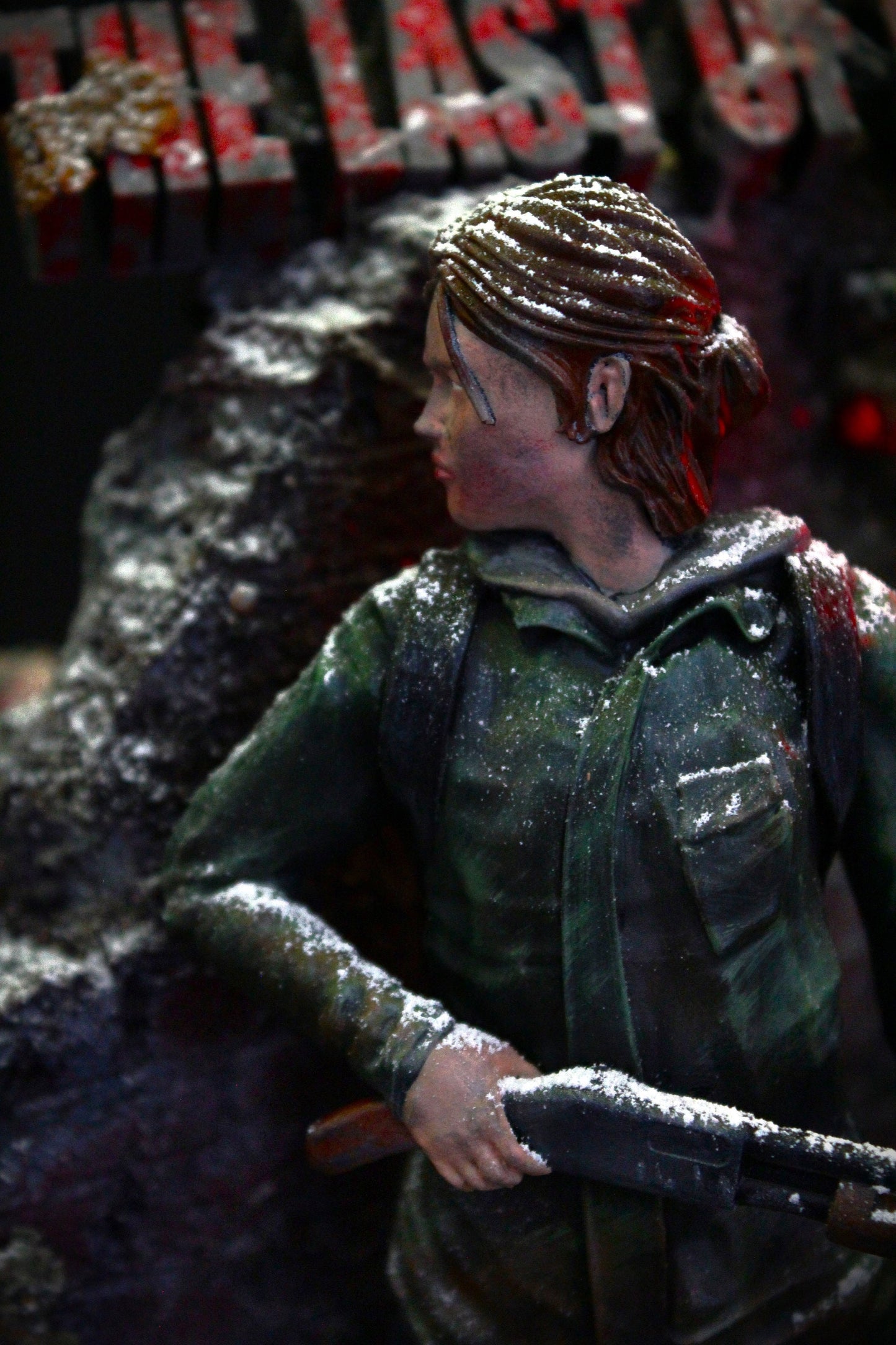 The last of us Diorama, Ellie Figure con Clicker in attacco, diorama da collezione, statua esclusiva con veri LED e Neon