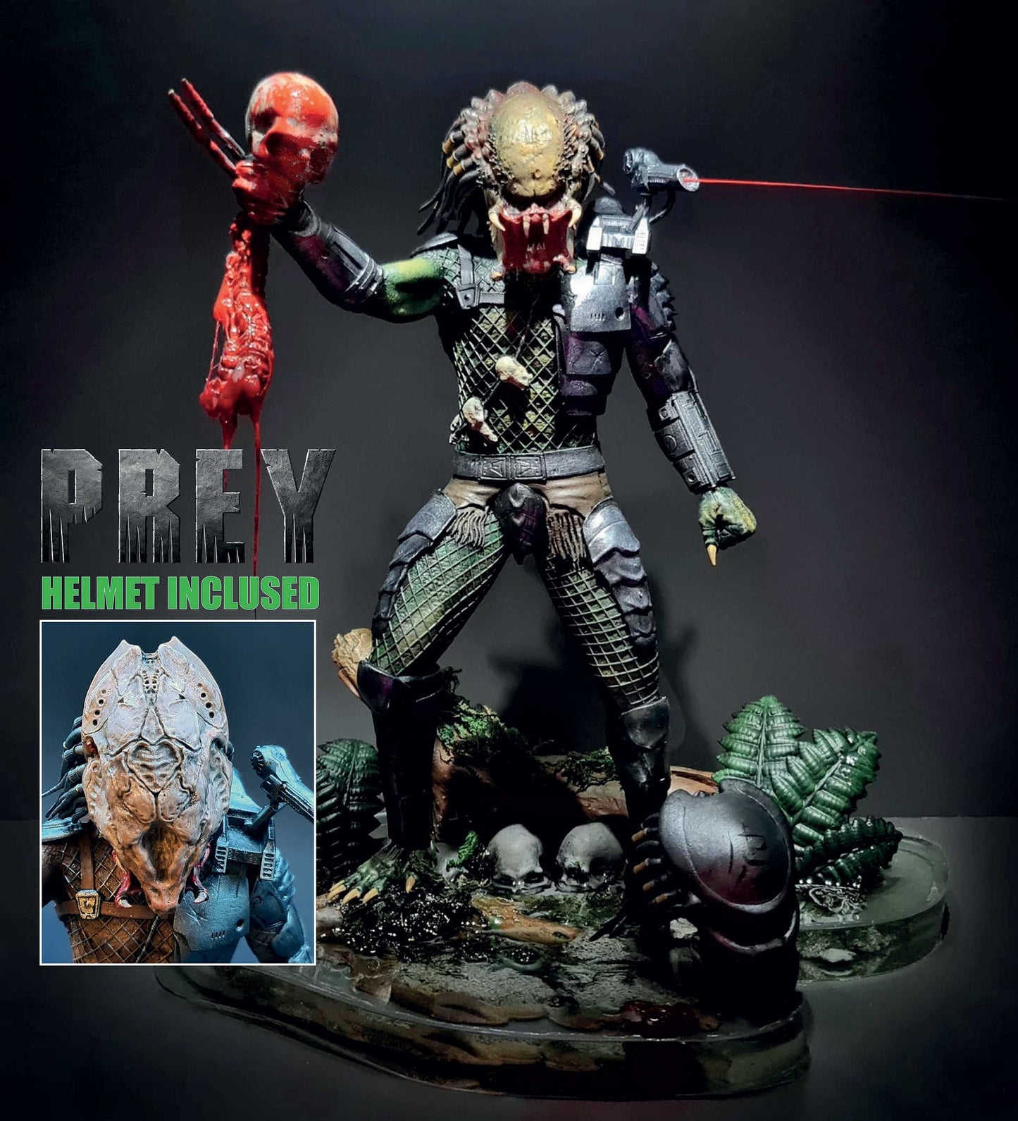 Predator Jungle Hunter Action Spectacular 23cm Exclusive Collectible Figure with Interchangeable Head and Lasers, Alien Diorama Statue