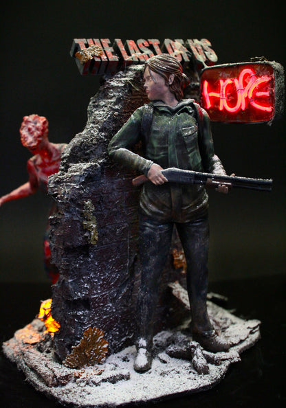 The last of us Diorama, Ellie Figure con Clicker in attacco, diorama da collezione, statua esclusiva con veri LED e Neon