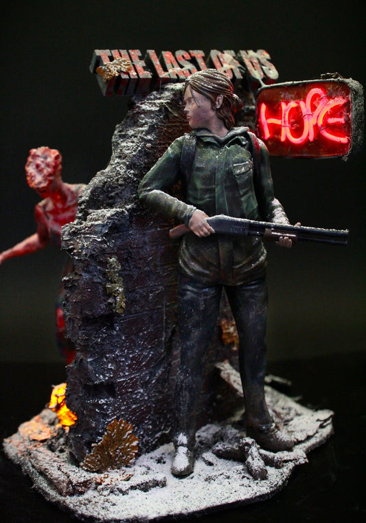 The last of us Diorama, Ellie Figure con Clicker in attacco, diorama da collezione, statua esclusiva con veri LED e Neon